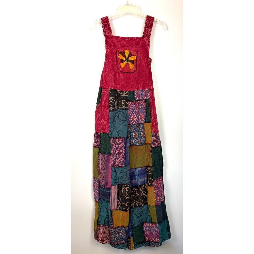 Kathmandu Imports One Size Jumpsuit Patchwork Romper Overalls Festival Y2K Boho